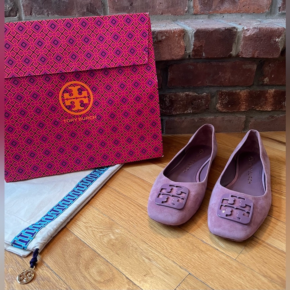 Tory Burch Purple Georgia Suede Ballet Flats